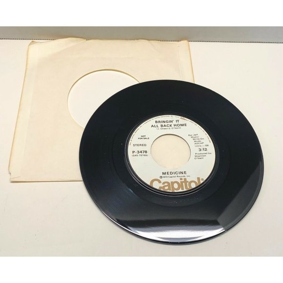 Medicine Rock Everybody / Bringin It All Back Home 45 Rock Promo VG+/NM 1972 - Picture 4 of 4